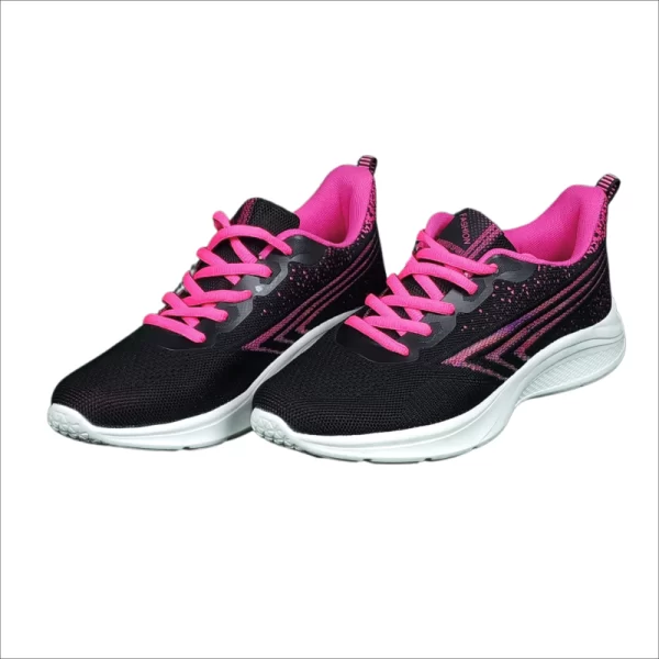 Ladies Reliable Fashion Sneaker BlackPink 502 - Image 3