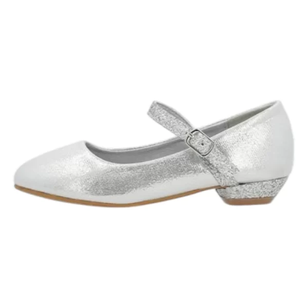 Pierre Cardin Kids Evie Girls Glitter Low Heel Silver
