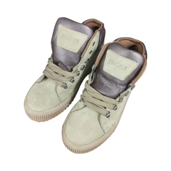 Bronx Mens Retro Disco Lace Up Boot Sneaker Olive - Image 3